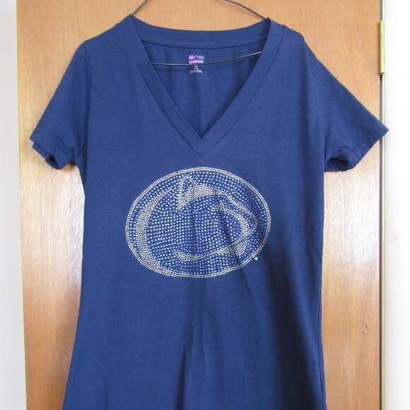 Penn State Nittany Lions Bling V Neck Blue Knights Apparel Tee* Jr L (11/13) - Picture 1 of 4